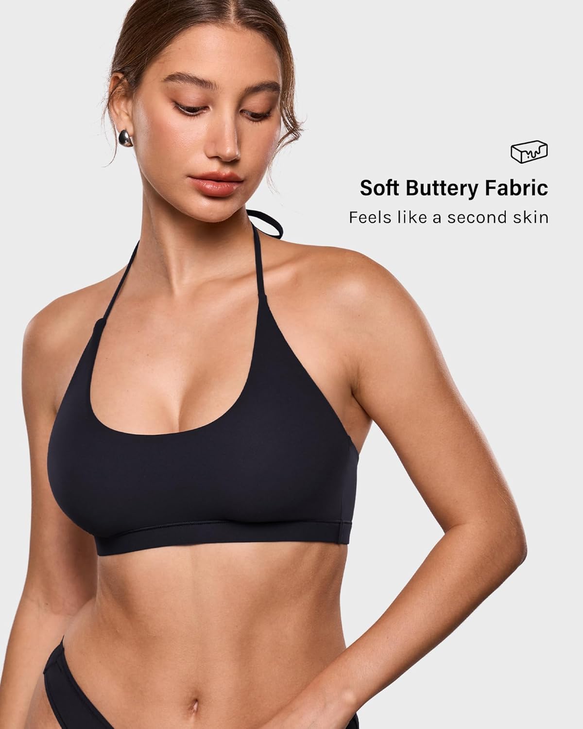 INLYRIC Women's Inbarely Soft Halter Bralette Open Back Backless Tie-Back No Padding Unlined Scoop No Underwire Bra - Image 2