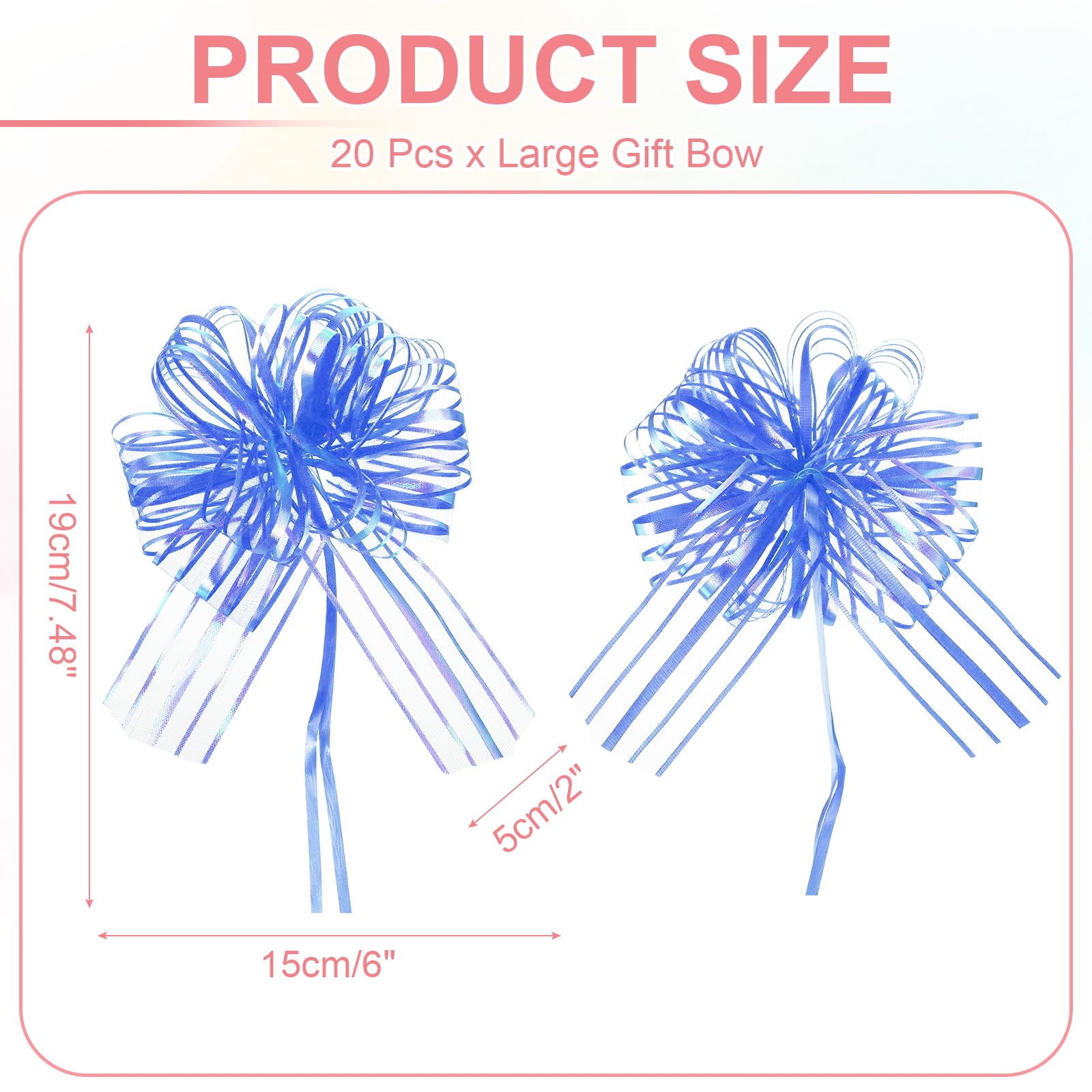 PATIKIL Confezione Da 20 Pezzi Fiocco Regalo Grande 7.5x6 Pollici Blu Scuro | Fiocchi Tirati, Per Confezione Regali Matrimonio San Valentino Compleanno Decorazione Cesto Natale