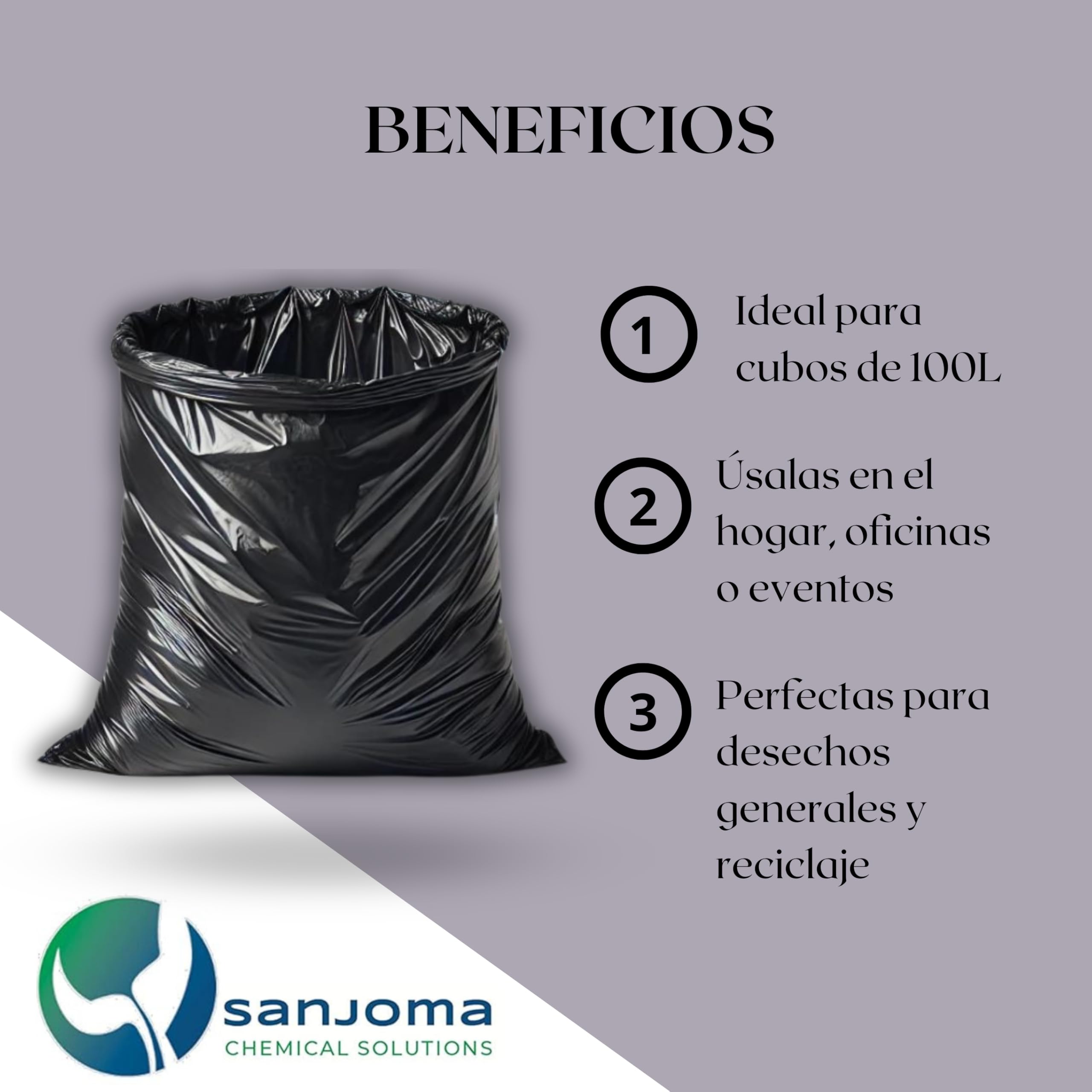 Bolsas De Basura Negras 100L | Extra Fuerte Galga130| Ecológicas Y Compostables| 85x105cm, Perfectas Para Uso Doméstico Y Comercial| 10 Bolsas Por Rollo, Resistentes| Ideales Para Cocina. (30 Rollos)