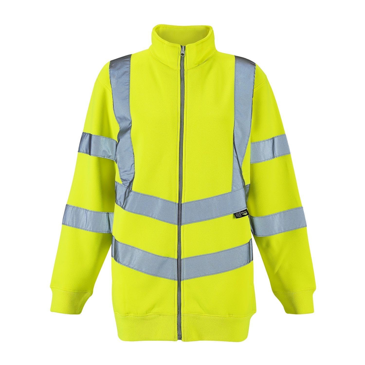 Hi Vis Zip Sweatshirt Womens High Visibility Ladies Pullover Hooded Viz Reflective Safety Workwear Top