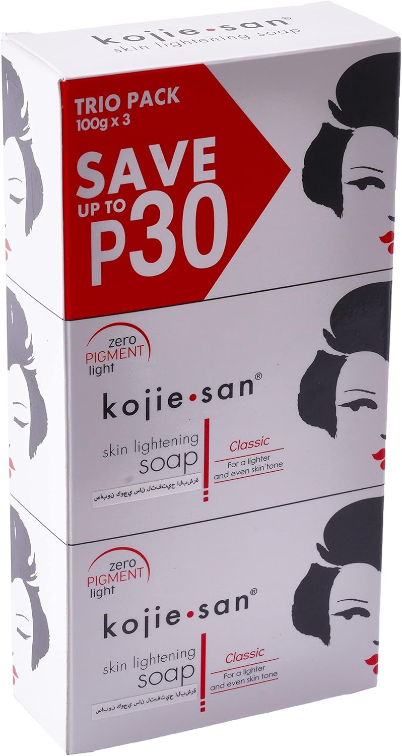 Kojie San Skin Lightening Kojic Acid Soap 3 Bars 100g Fades Age Spots, Freckles, and Other