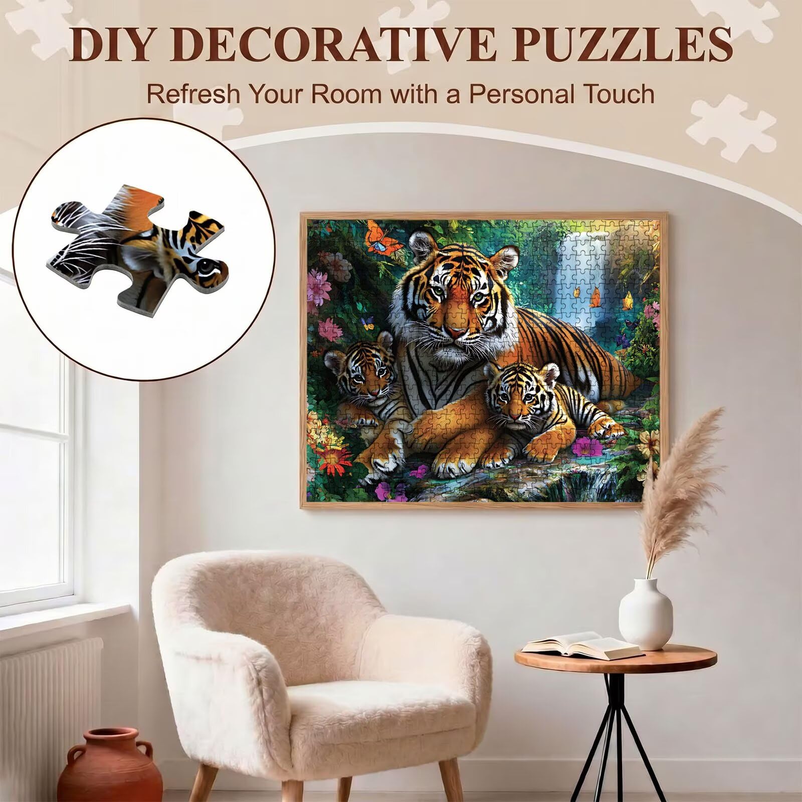 tigre fiore Puzzle 5000 Pezzi per Adulti, Puzzle in Legno - Collezione Classica con Poster Incluso - Sfida di Concentrazione e Passatempo Antistress, Gioco Educativo per Famiglia, 156 x 105 cm f0-614