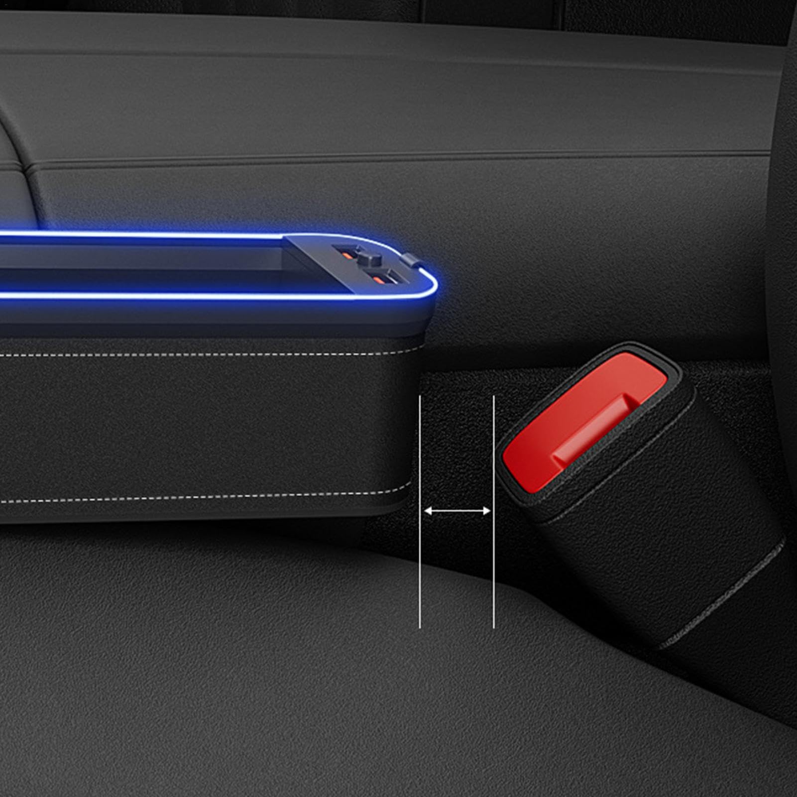 G-ap - Organizer con porta USB e luce a LED, per sedili auto, telefoni, chiavi, occhiali e carte