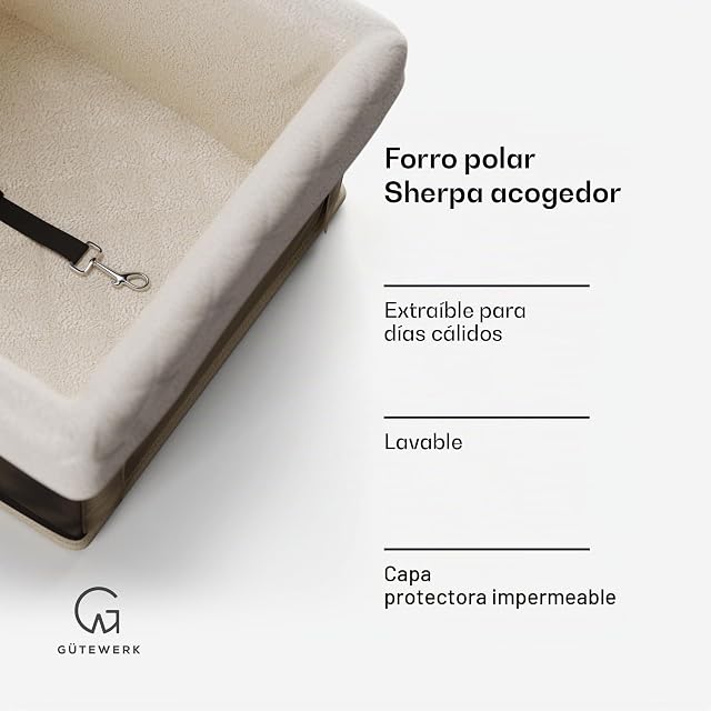 Foto 3 de 6 de GÜTEWERK Asiento Perro Coche para Perros Asiento Delantero, Silla Perro Coche Estable