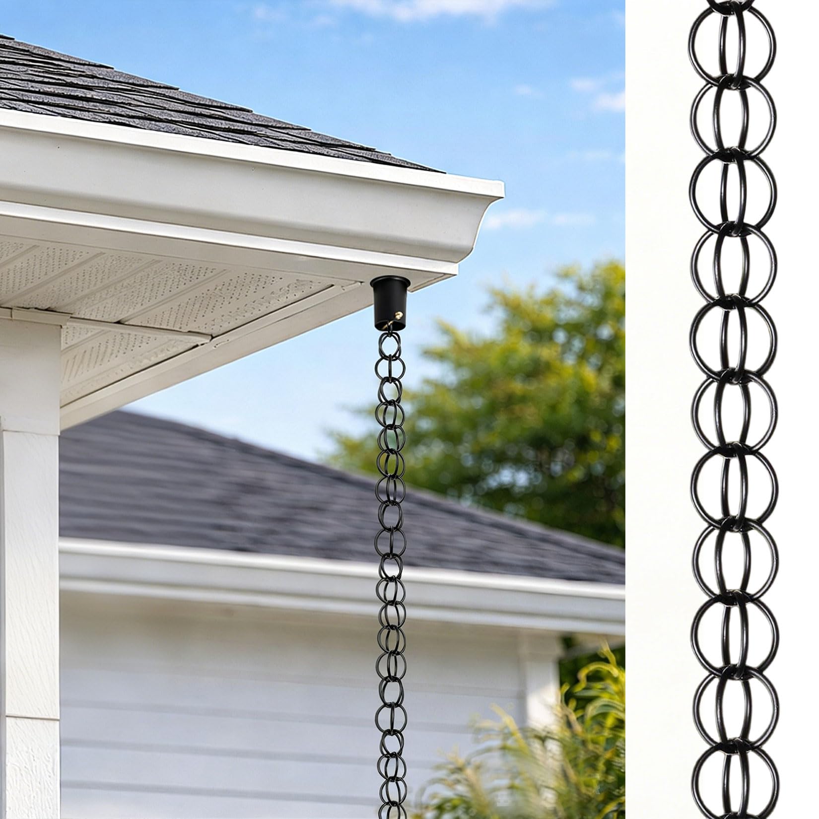 UZAMIRLEX Rain Chain, Aluminum Double Loop Rain Chain Rainwater Diverter Downspout Replacement Multiple Sizes(10m(33ft))