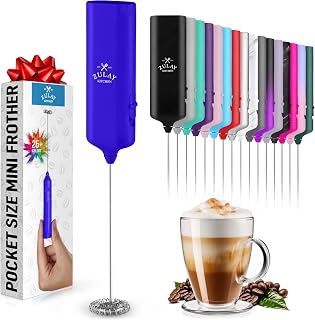Mini & Mighty Milk Frother Wand – Powerful Handheld Coffee Frother, Battery Operated Drink Mixer – Compact Pocket Size – Detachable Whisk for Latte, Cappuccino, Matcha, Hot Chocolate – Royal Blue