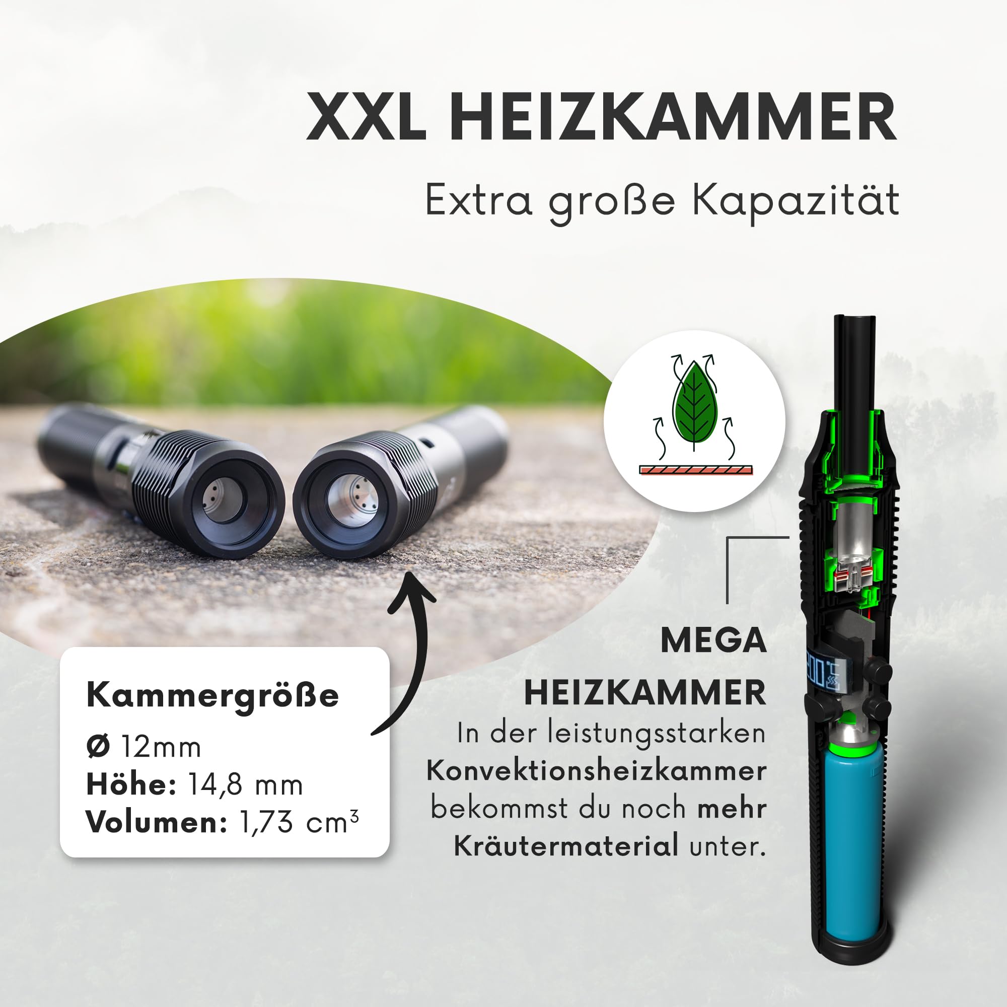 HIZEN Stilus Pro Max Vaporizer für Kräuter, Konvektion Kräuterverdampfer, XXL Heizkammer, austauschbarer Akku, USB-C