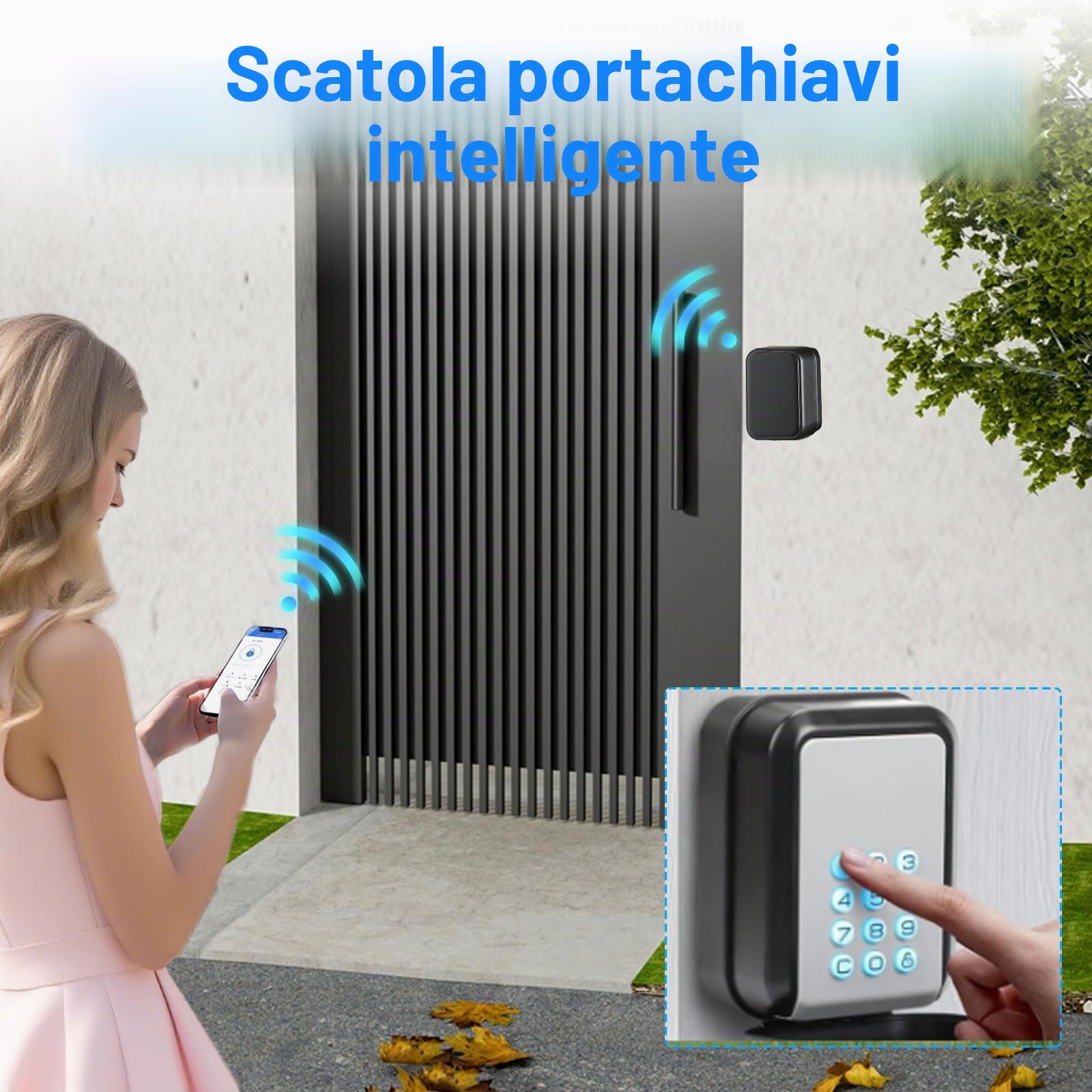 Smart Key Box, Bluetooth Lock Box supporta app TTLock e codice PIN, cassaforte con codice numerico a 12 cifre, adatto per esterni e impermeabili
