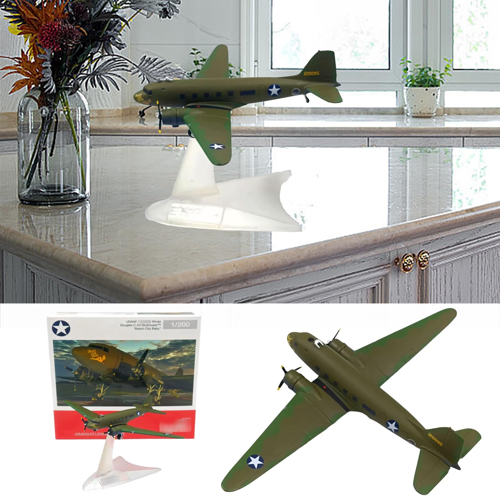 Modello aereo trasporto militare 1:200 C-53 pressofuso ad alta precisione con espositore accurato for collezionisti adulti, perfetto for decorazione domestica, esposizione ufficio, regali