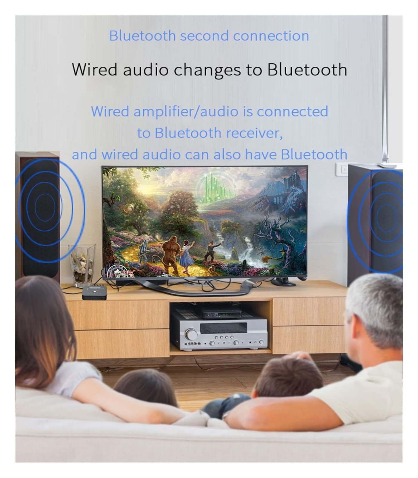 Commutatore Video, Switcher stereo HIFI a 4 porte da 3,5 mm 3 IN 1OUT Wireless Music Ricevitore 5.0 Adattatore audio(1)