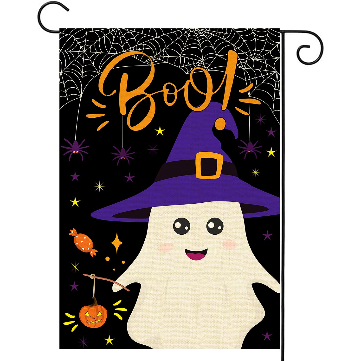Happy Halloween Garden Flag, Double Sided Boo Yard Flags Banner, Welcome Sign Yard Flag House Happy Holiday Burlap Lawn Decorations Outdoor