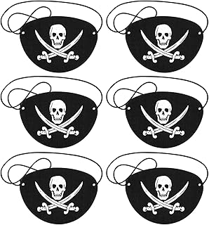 قطع قماش قرصان للعين للأطفال والبالغين من سجيهينر، قناع عين واحدة مع حزام قابل للتعديل، اكسسوارات القراصنة للأطفال لفساتين الهالوين التنكرية والحفلات التنكرية وهدايا الأطفال، 6 قطع