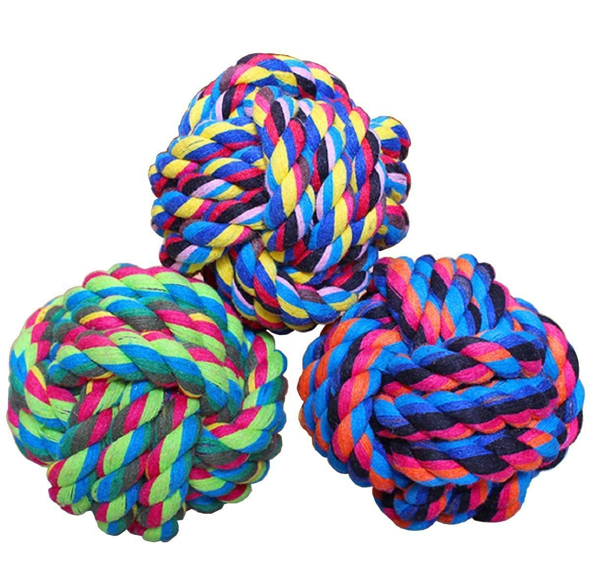 PetCeptual Pet Chew Toys Knots Weave Cotton Rope Biting Ball for Dogs & Cats (Color May Vary)- Pack of 3 (B08YP5JGZM) Amazon Price History, Amazon Price Tracker