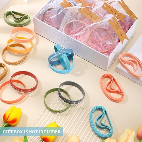 Miniatura 5 de Tatuo 50 juegos de pulseras de agradecimiento a los empleados, pulseras de goma a granel, pulseras de silicona elásticas con etiqueta de