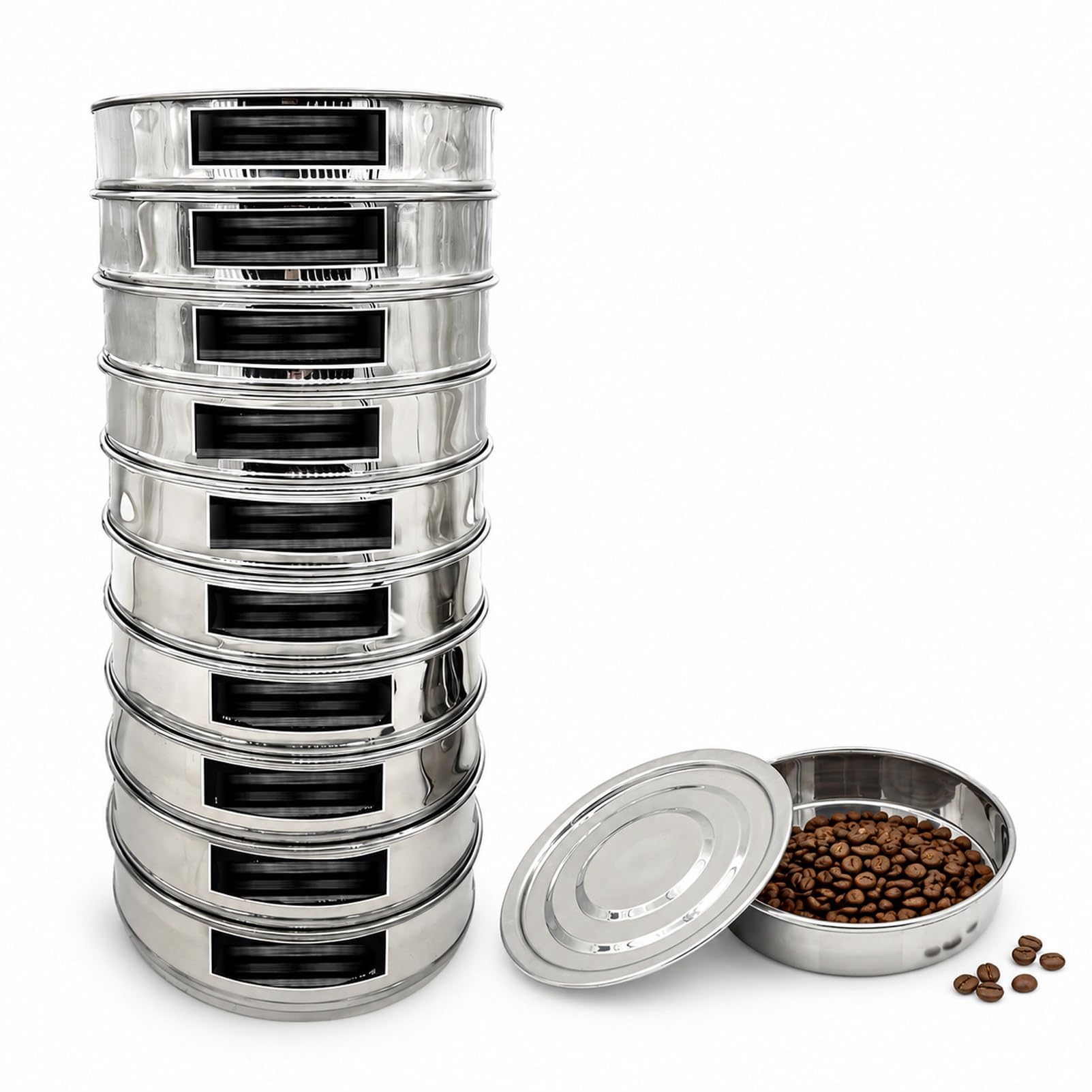DNEPEI 10-Tier Coffee Bean Grading Sieve Set, Stainless Steel 8" Sifter 30cm-430