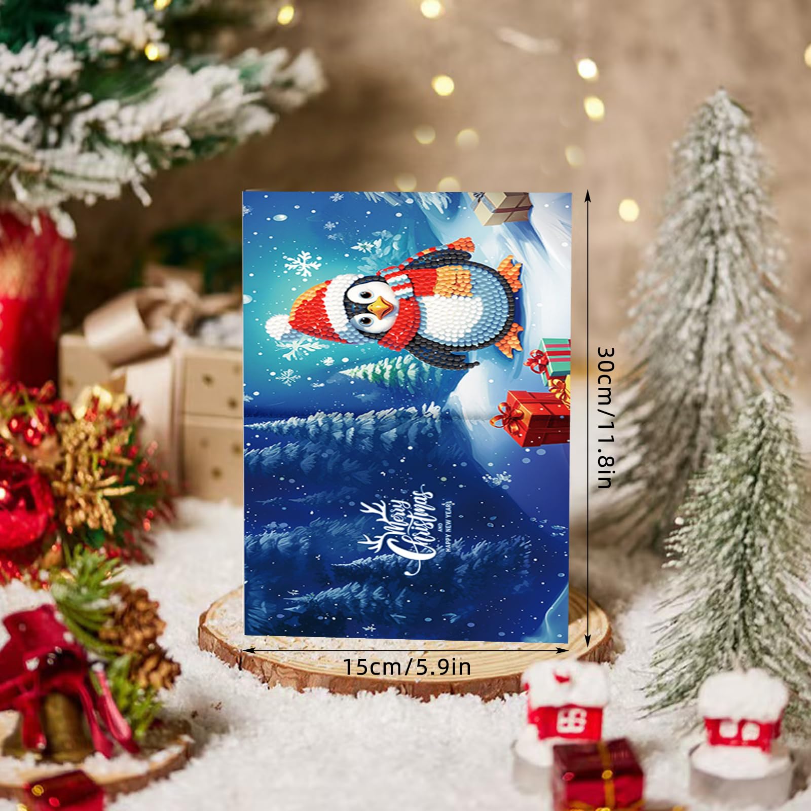 Starnearby 6 Pezzi Diamond Painting Biglietti Natalizi, Biglietti Auguri Diamond Painting Fai da te, Biglietto Auguri di Natale con Buste, Cartoline di Natale Fatte a Mano, Regalo di Natale