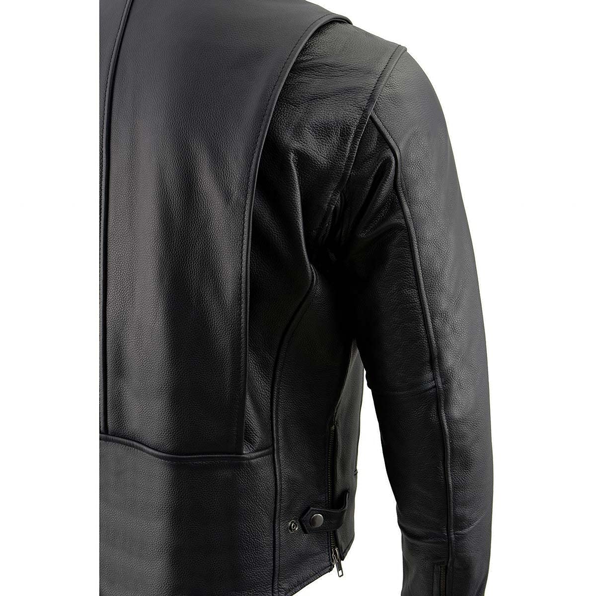 Milwaukee Leather LKM1710 Mens Black Classic Scooter Style Leather Motorcycle Jacket w Removable Thermal Liner — view 6