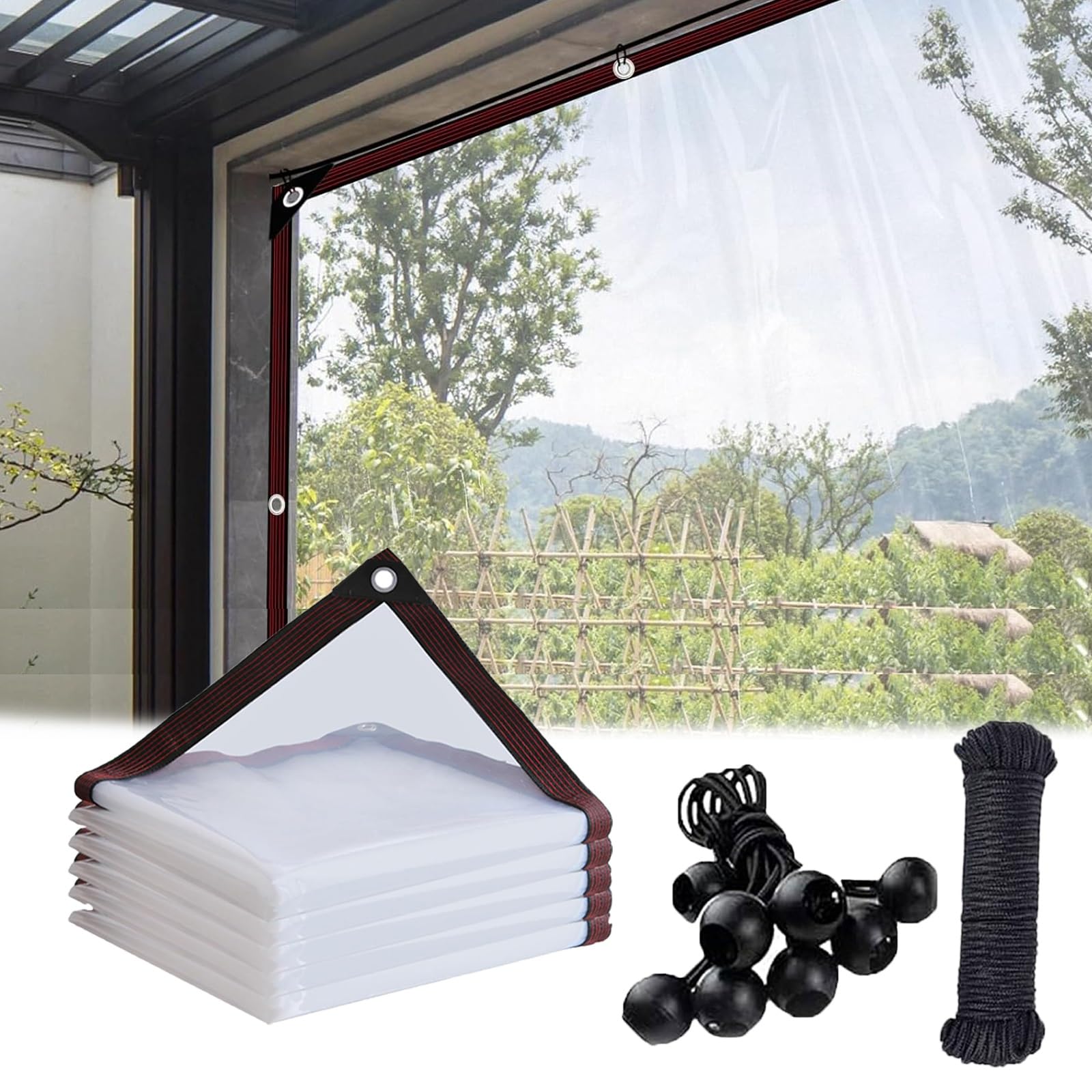 4x7 FT Heavy Duty PVC Vinyl Tarps Cover, Outdoor Transparent Waterproof Tarpaulin with Grommets, Tie Down Included, for Outdoor Patio Enclosure Roofs, Plastic Clear Tarp : Tools & Home Improvement