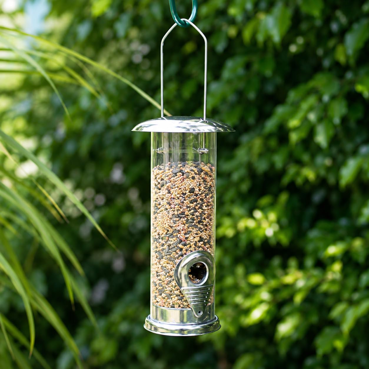 Gadgetzone Green" Or "Brown" Or "Tan Garden Mile Bird Seed Feeder Durable Weatherproof Stainless Steel Bird Feeders Hanging From Trees Feeding Stations For Garden Patio Outdoors Niger Seed Feeder Perfect For Birdwatching