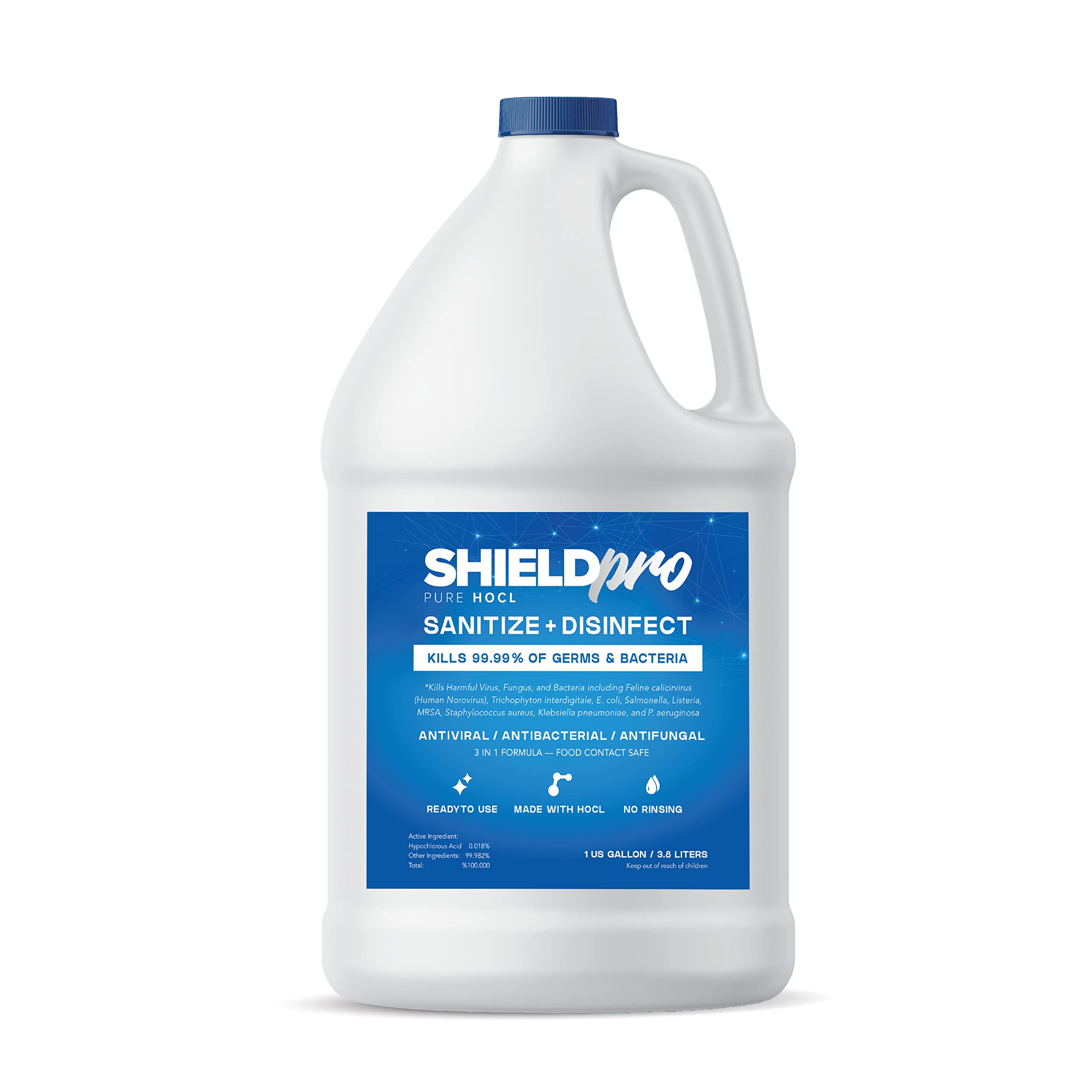 SHIELDpro Sanitizer Disinfectant Kills 99 99 of Viruses Bacteria HOCL Hypochlorous Spray 0 Bleach 0 Alcohol Food Contact