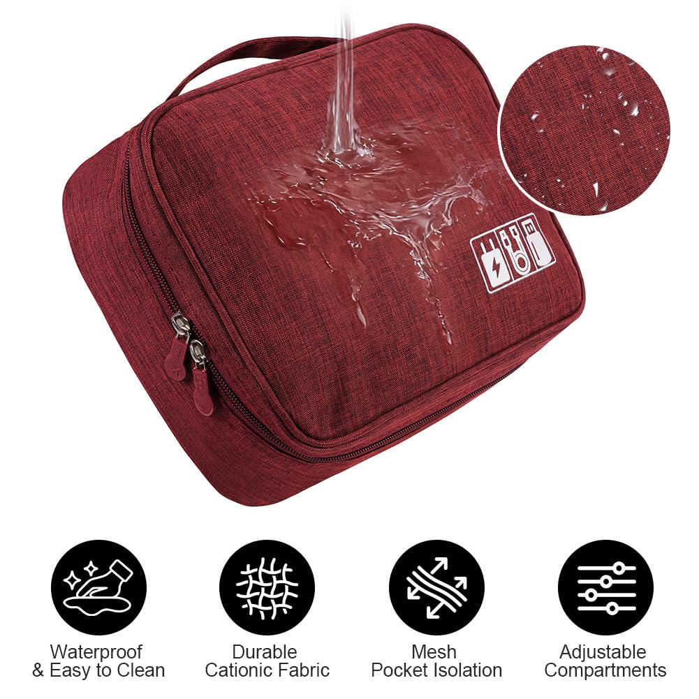 OFFCUP Torba na kabel, 24 x 18 x 10 cm, podróżny organizer na kable z 2 przegródkami, wodoszczelny organizer na kable, USB, dyski twarde, karty SD, ładowarkę (niebieska)