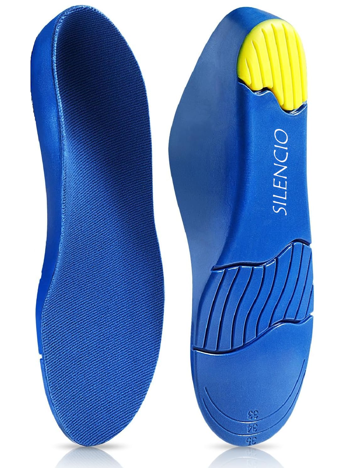 SILENCIOSILENCIO Orthotic Arch Support Shoe Insoles, Children Pu Cushioning Inserts, Shock Absorption Velvet Surfaces Deep Heel Cup Inner Sole for Flat Feet, Feet Heel Pain Relief (EU 33-35 Kids)