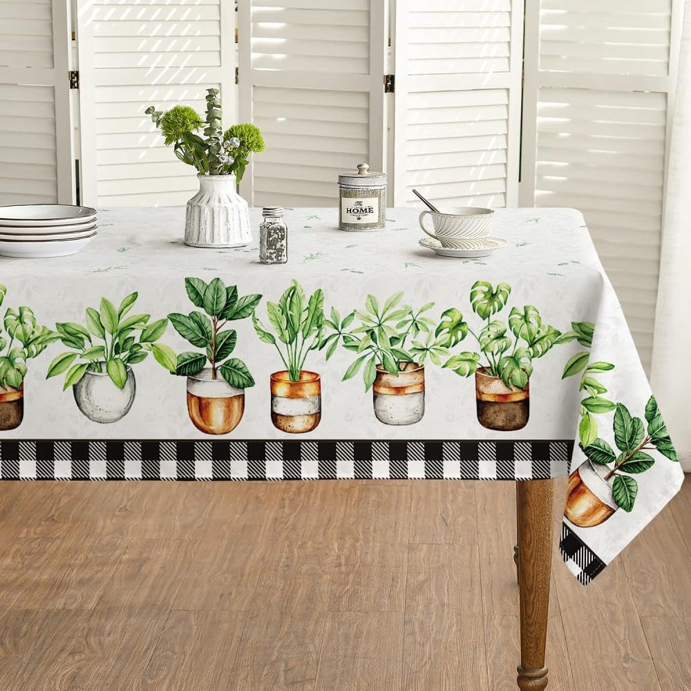 Nappe rectangulaire vase aquarelle lavable fini les tables tachées