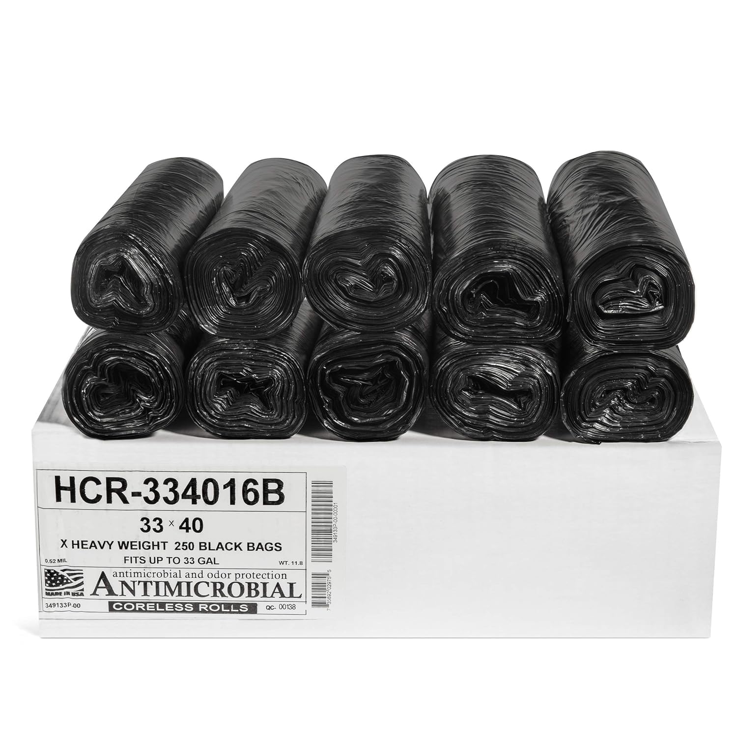 Aluf Plastics 33 Gal Black Trash Bags, 16 Micron (EQ.), 33" x 40"