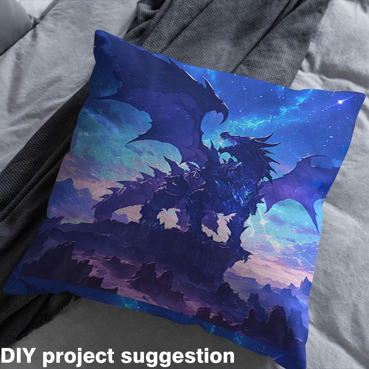 Erosebridal Dragon Fabric by The Yard,Fantasy Dragon Upholstery Fabric,Western Dragon Decorative Fabric,Starry Sky Upholstery and Home Accents for Quilting,Blue Purple,5 Yards