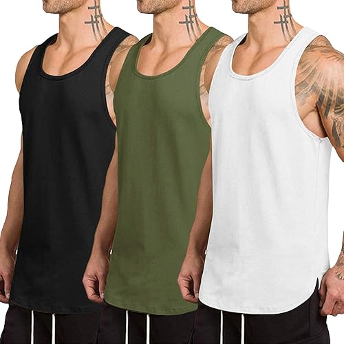 COOFANDY Camiseta sin mangas de secado rápido para hombre, paquete de 3 camisetas sin mangas para gimnasio, culturismo