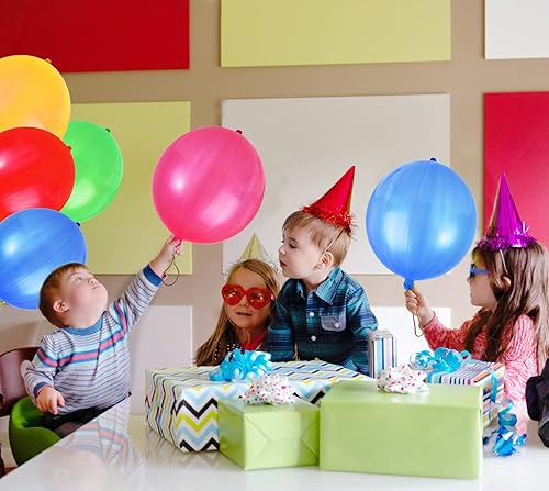 Miniatura 4 de Paquete de 36 globos perforadores, recuerdos de fiesta para niños, globos de perforación con asa de banda de goma para fiestas de cumpleaños, globos
