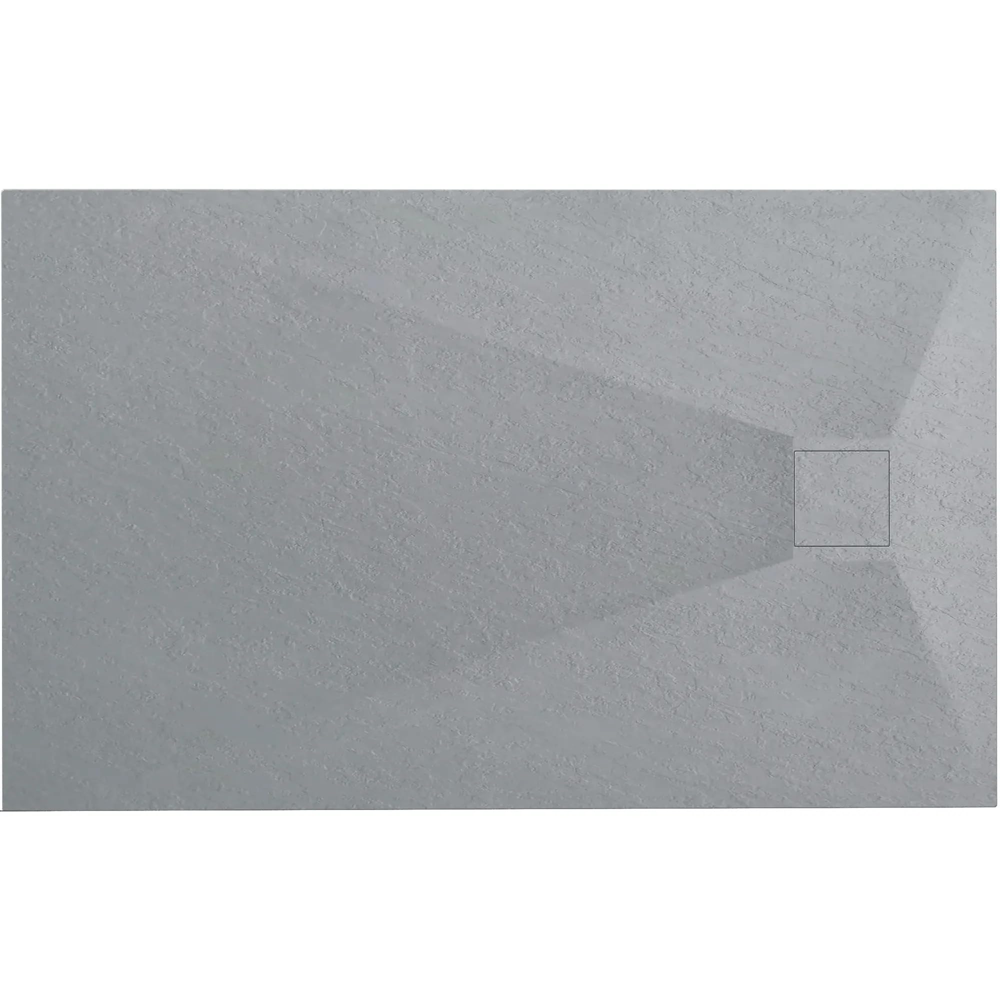 VBChome Plato de ducha, 100 x 80 x 2,5 cm, gris estructura de piedra, plato de ducha extraplano, rectangular, desagüe de desagüe SMC, compuesto SMC, instalación universal, sifón