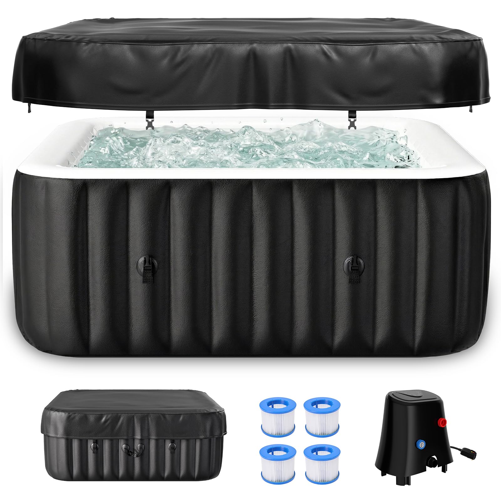 LILYPELLE Large Square Inflatable Hot Tub