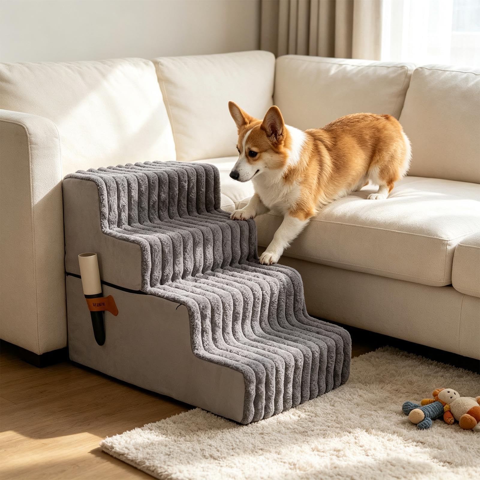 Escalón Canino Escalera Accesorio Lavable y Desmontable de Mascotas | Escaleras equilibradas de cama de perro Para Perros Mayores Cachorros Pequeños Gatos Balcón Terraza Sofá Apartamento