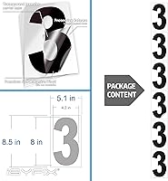 Vista 6 de iSYFIX Calcomanías de vinilo negro con el número 3 (tres), paquete de 6 calcomanías autoadhesivas de 8 pulgadas, calcomanías troqueladas y 3 Negro