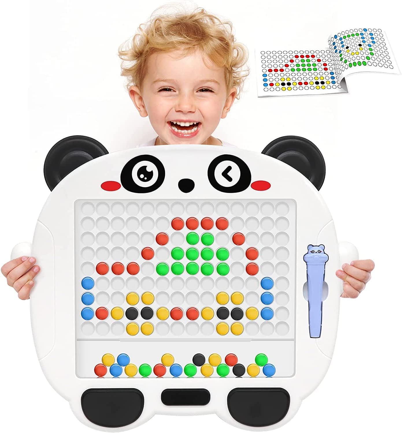JICUICUI Magnetic Drawing Board for Kids & Toddler, Panda Large Doodle Board with Colorful Beads and Painting Magnetic Pens, Educational Preschool Toy, Travel Toys for 3 4 5 8 Boy and Girls