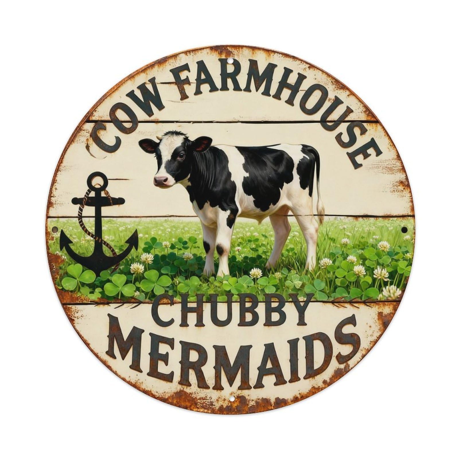 Farm Cow Round Sign Metal Tin Sign Plaque
