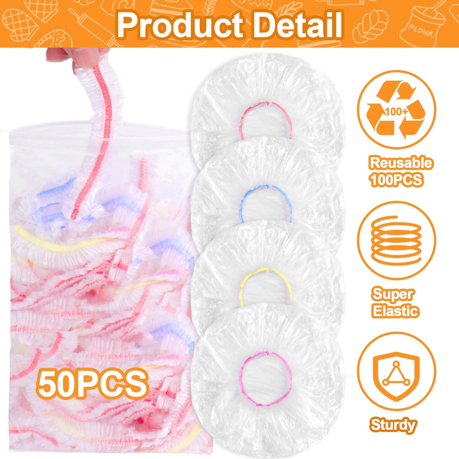 50PCS Colorful Bowl Covers for Bread Proofing, Reusable Elastic Sourdough Bread Baking Cover, Plastic Bowl Covers for Bread Rising, Stretchable Plastic Wrap for Storage Containers