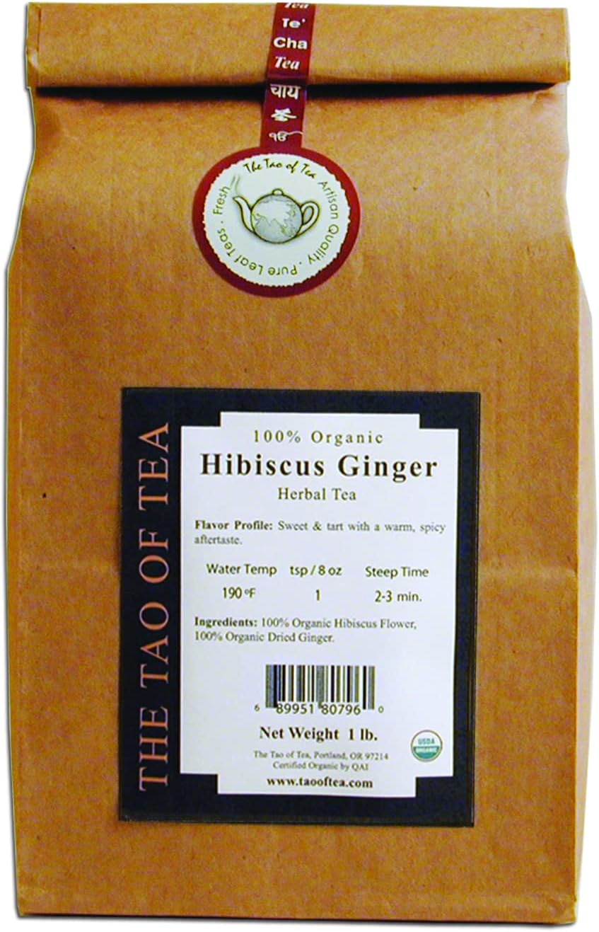 Hibiscus Ginger, 100% Organic Blended Herbal Tea, 1-Pounds