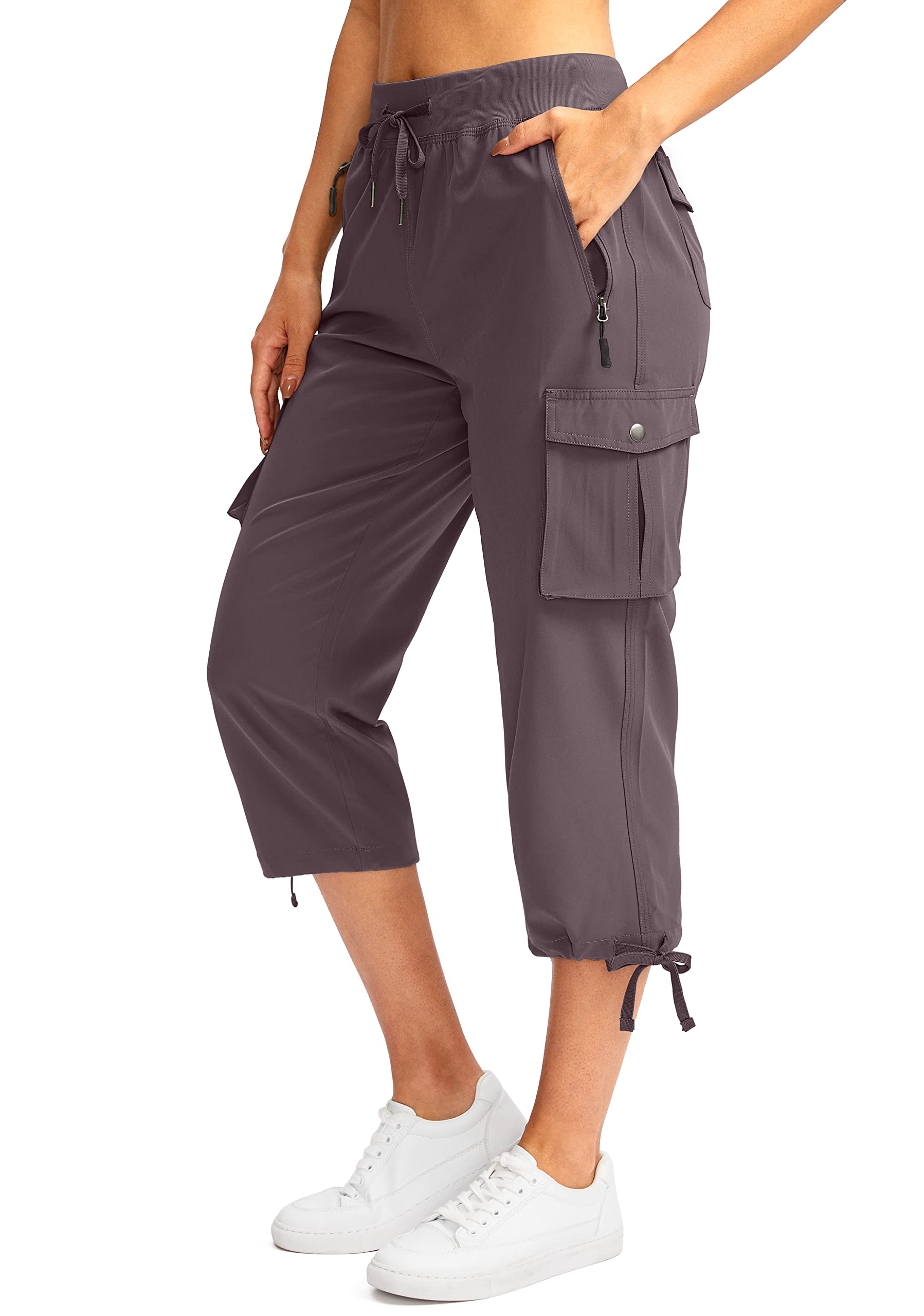 Soothfeel Women's Cargo Capris Pants with 6 Pockets Lightweight Quick Dry Travel Hiking Summer Pants for Women Casual