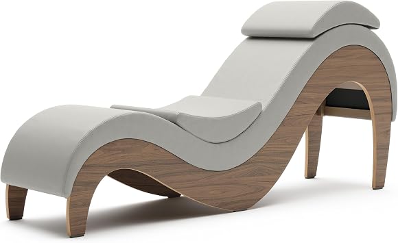 Supervio Tantric Chaise - Walnut & Faux Leather with Cuff Kit Restraints, Silver