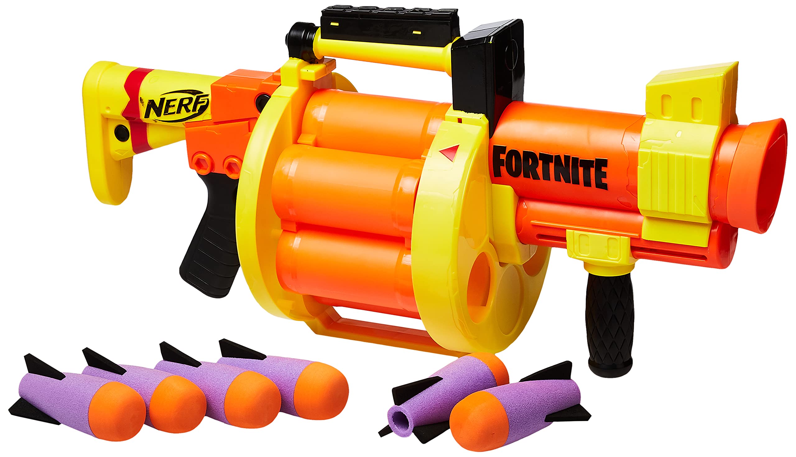 NerfFortnite GL Rocket-Firing Blaster - 6-Rocket Drum, Pump-To-Fire - Includes 6 Official Nerf Rockets - For Youth, Teen, Adult