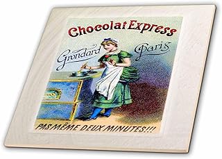 12 Inch Ceramic Tile - Vintage French Lady and Chocolate Ad France