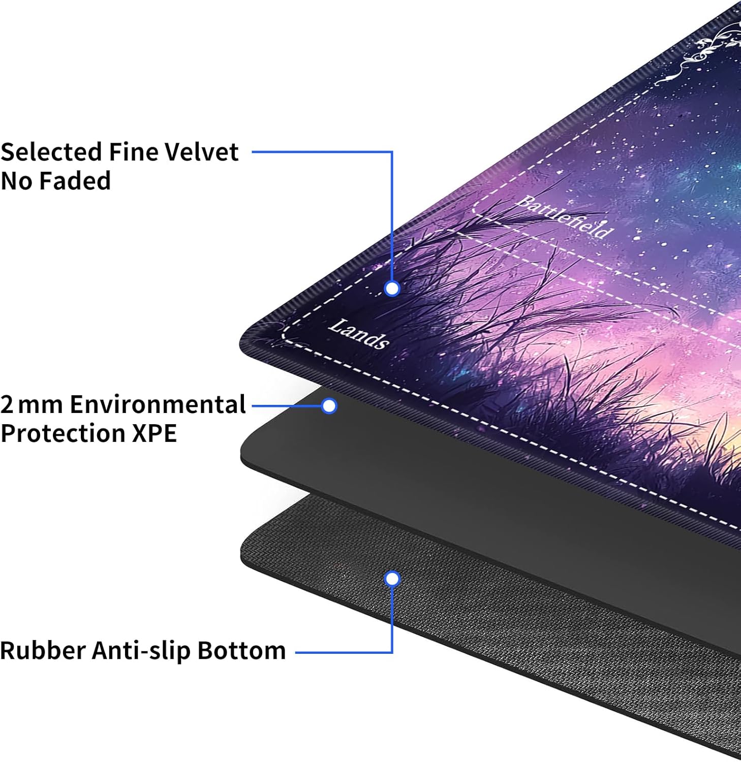 Playmat for MTG with Zones & Storage Bags,Game Mat 27.5 x 15.7 inches,TCG and Board Game Mat for Cards,Mousepad Desk Mats-Starry Cat