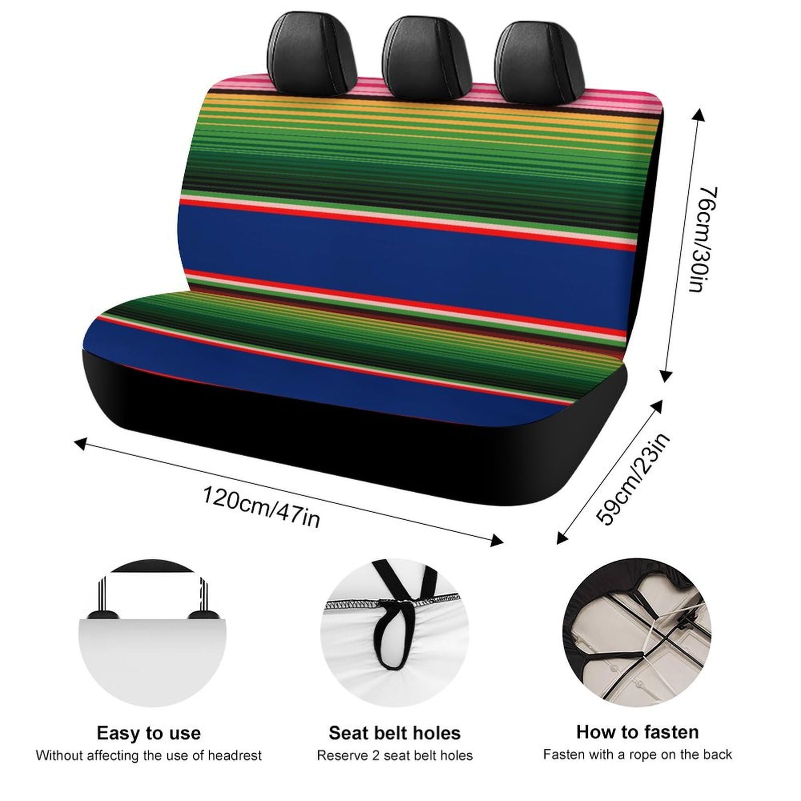 Amazon | カラフルなメキシカンブランケットストライプのカーシート