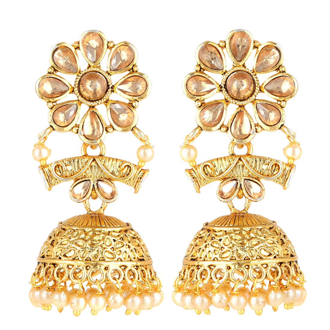 Yellow Chimes Traditional Pearl Drops Kundan Jadau Jhumka Earrings for Women and Girls (B07JMMK7VF) Amazon Price History, Amazon Price Tracker