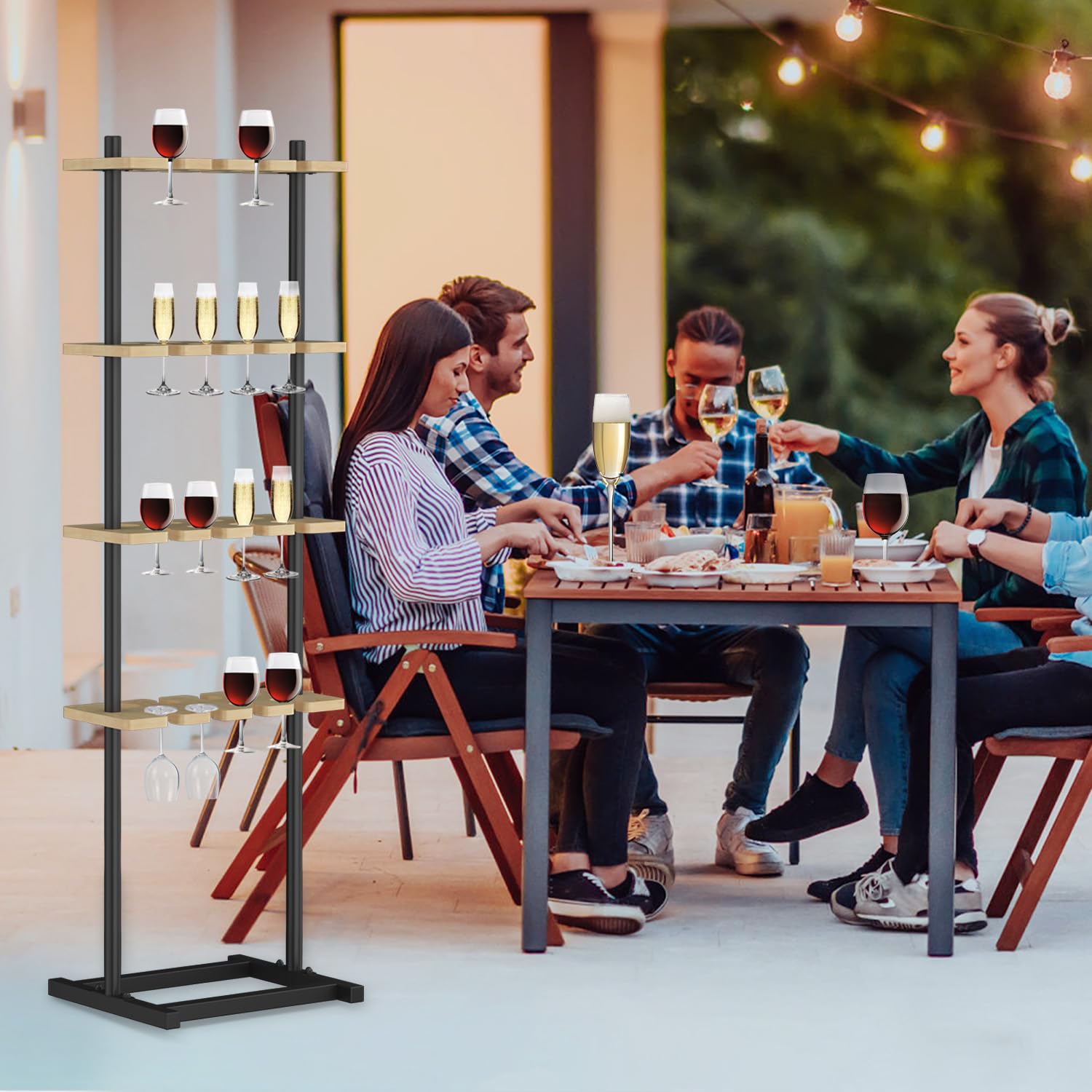 Champagne Stand Wooden Table Folding Champagne Bucket Stand