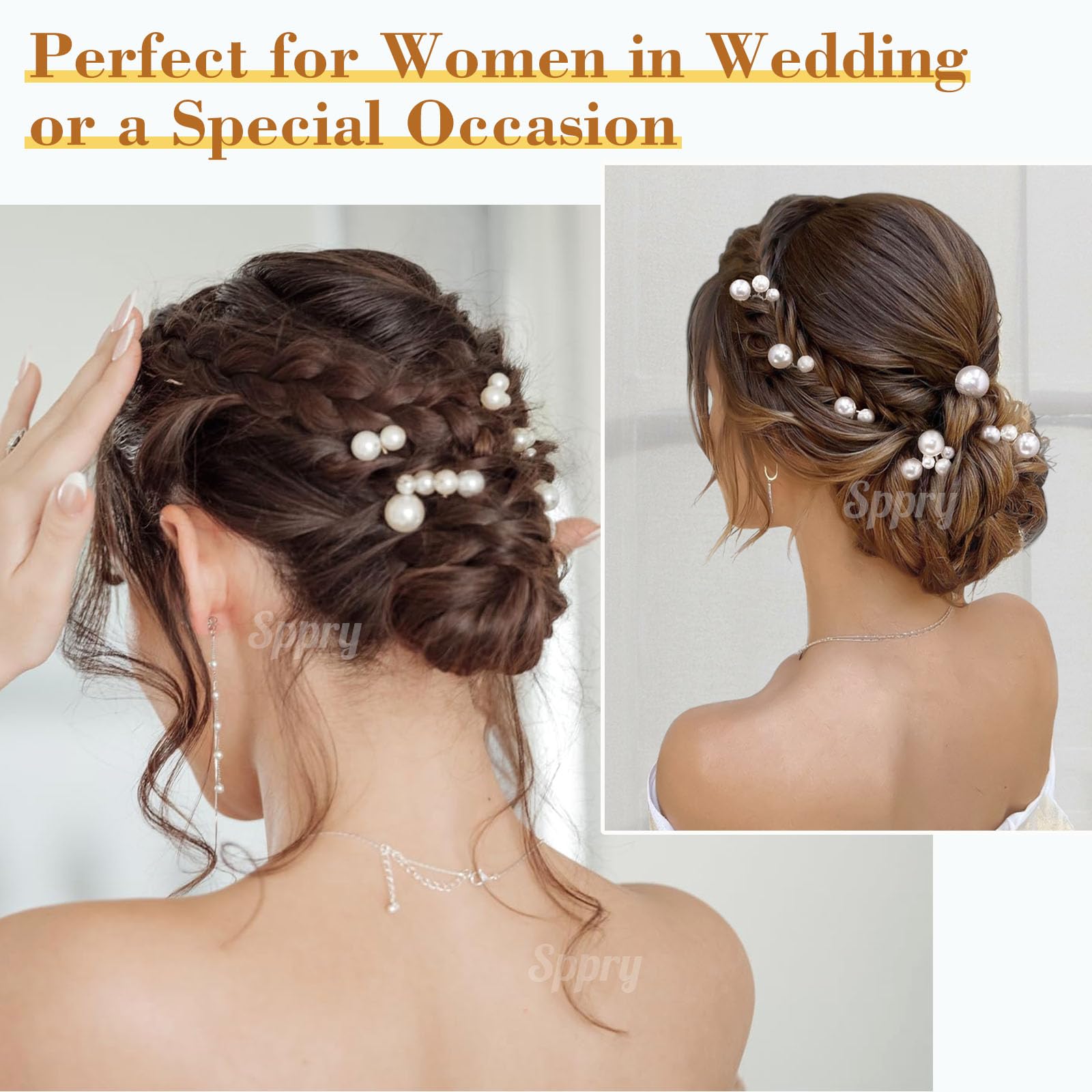 Forcine per capelli da sposa con perle (12 pezzi) - accessori per capelli a forma di U per donne da sposa (oro)