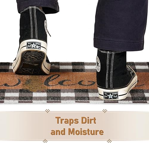 Miniatura 7 de UINI Tapete de bienvenida para interiores y exteriores, resistente a cuadros, tapete de bienvenida para puerta delantera, antideslizante, duradero,