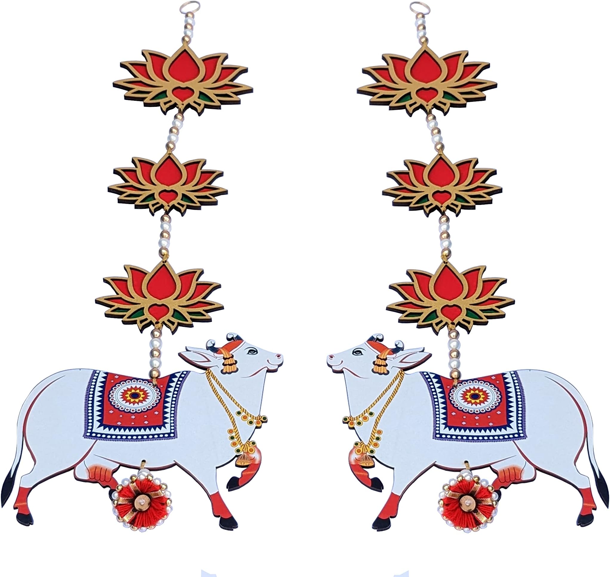 StepsToDoPitchwai Cow Decorative Hanging Ornaments Large White